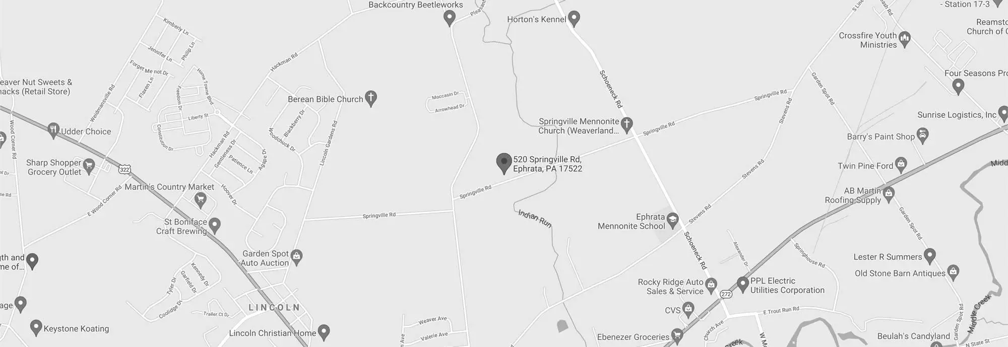 map showing Joy Christian fellowship's location